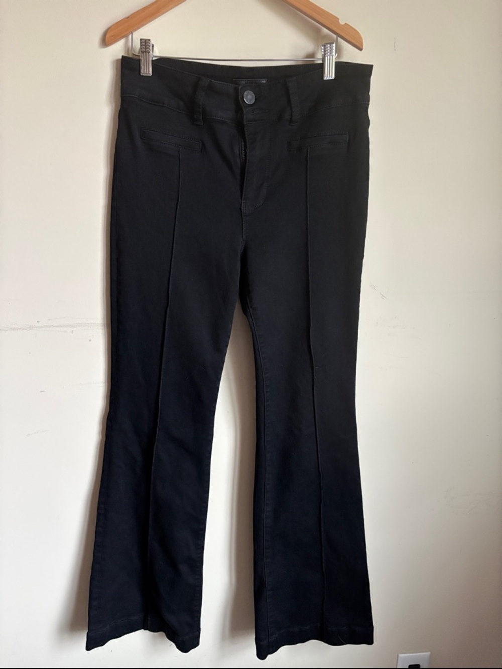 Kut from the Kloth Black Flare Jeans with Front Crease